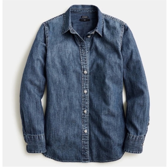 J. Crew Slim-Fit Chambray Shirt Jewel Buttons BW194 - Picture 4 of 10